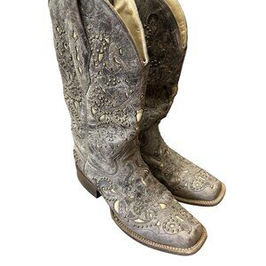 Corral Vintage Jessica Western Cowgirl Boots Inlay Leather Studs Women’s 8